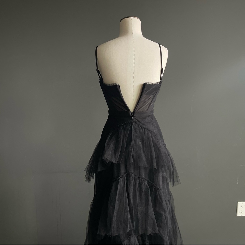 BCBGMaxAzria Black Tiered Tulle Maxi Dress - Picture 5 of 9